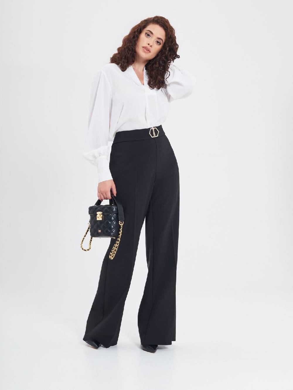 Rinascimento Pantaloni Curvy Fibbia Geometrica