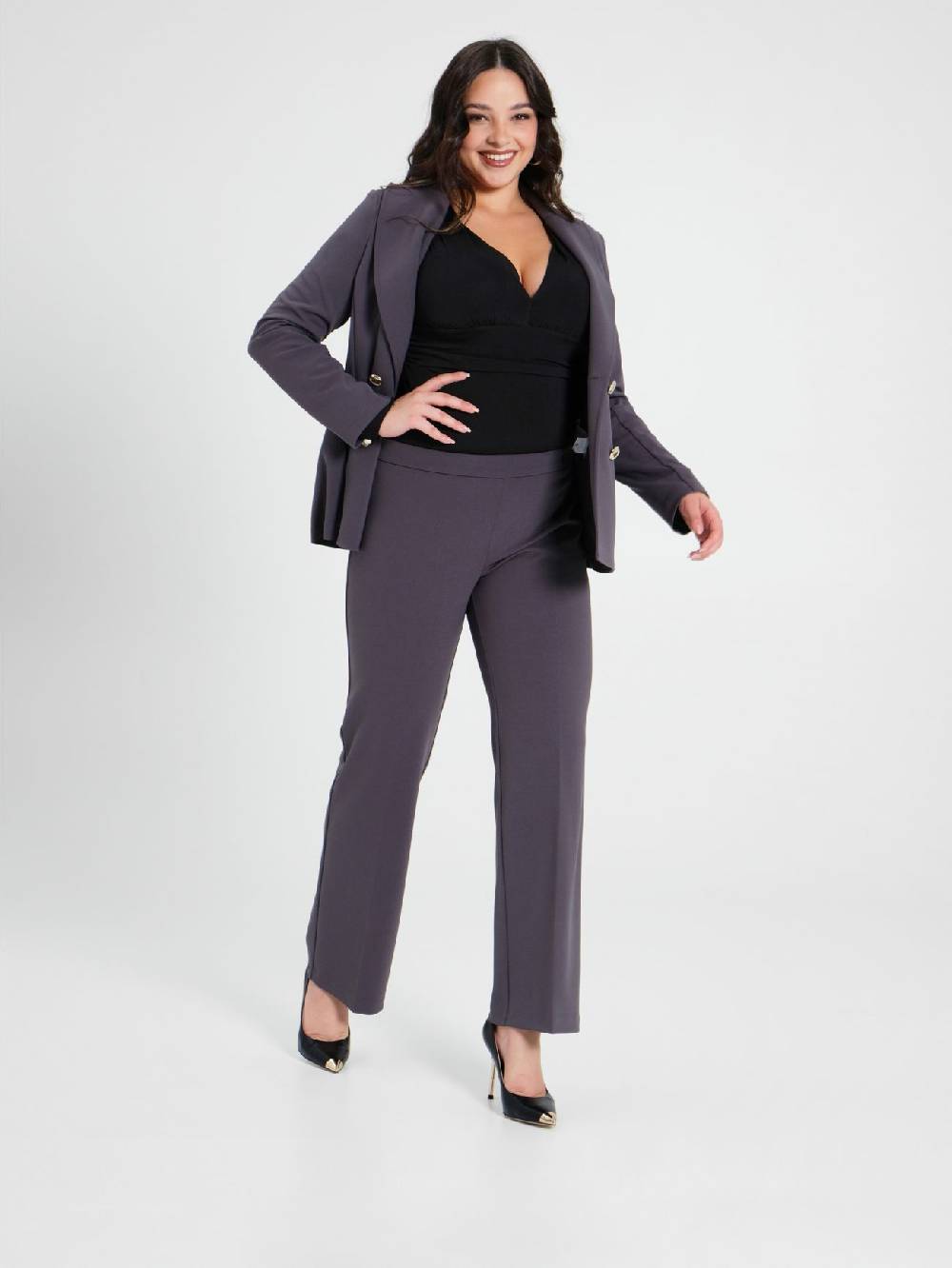 Rinascimento Pantaloni Curvy Grigio Scuro