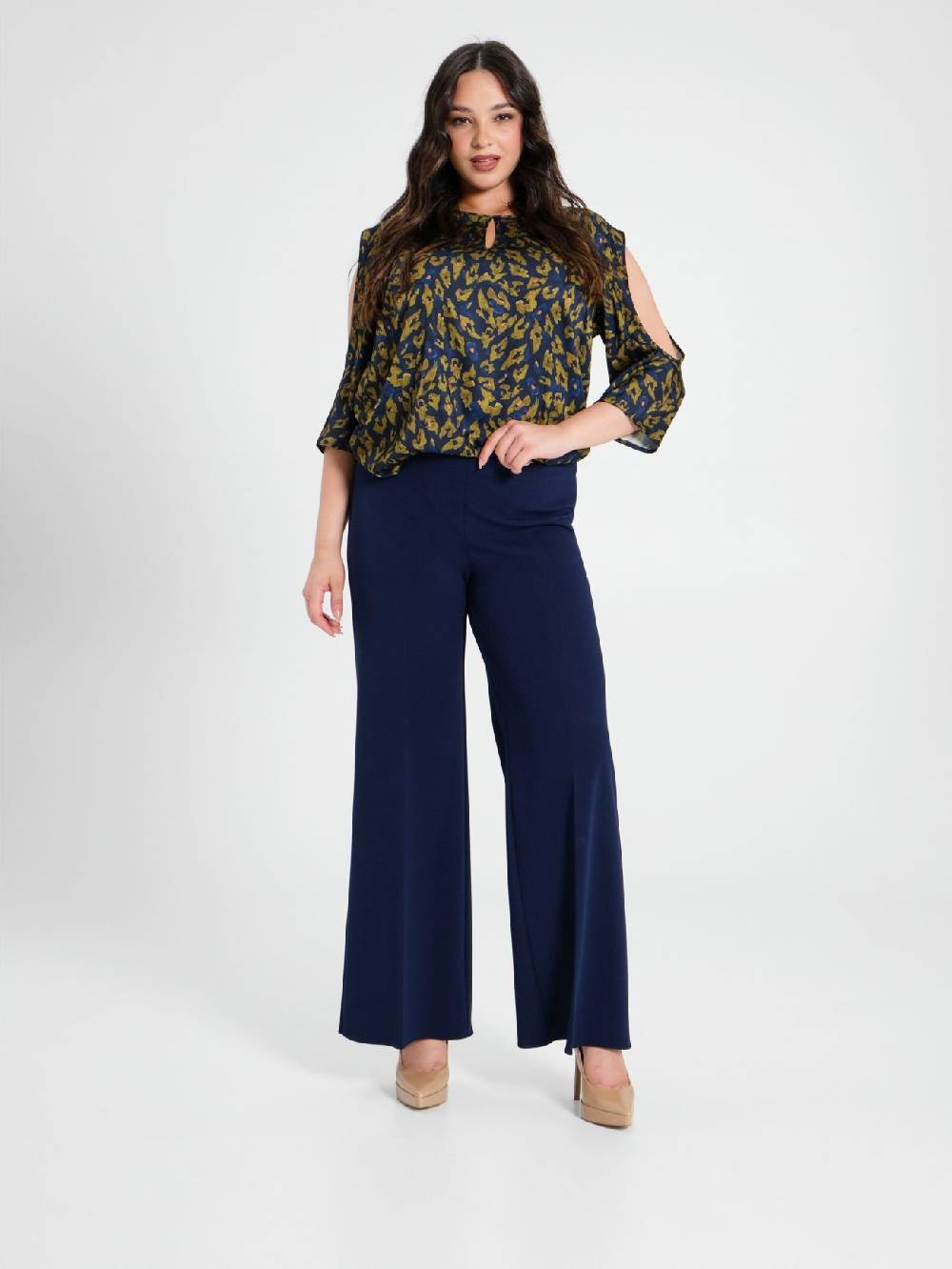 Rinascimento Pantaloni Curvy Palazzo Blu