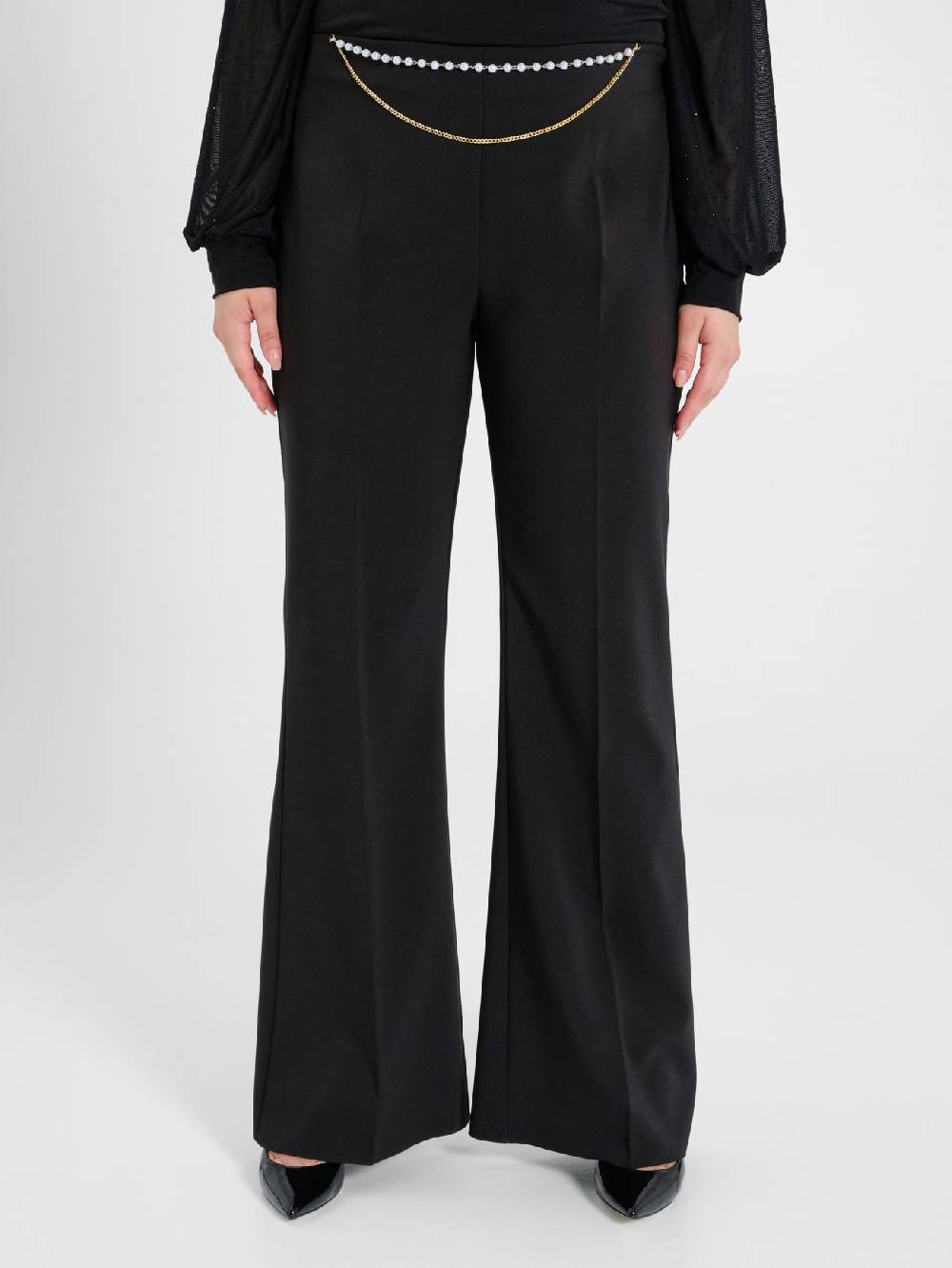 Rinascimento Pantaloni Flared Curvy Con Perle