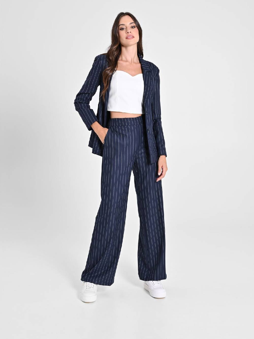 Rinascimento Pantaloni Gessati Blu