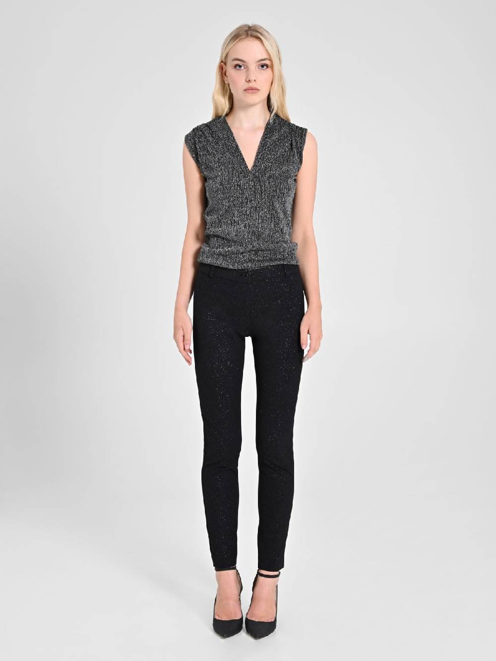 Rinascimento Pantaloni Glitter Neri