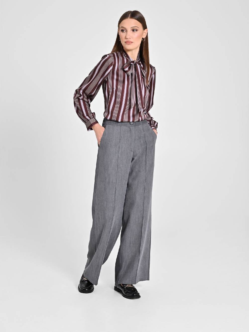 Rinascimento Pantaloni Grigi Ampi