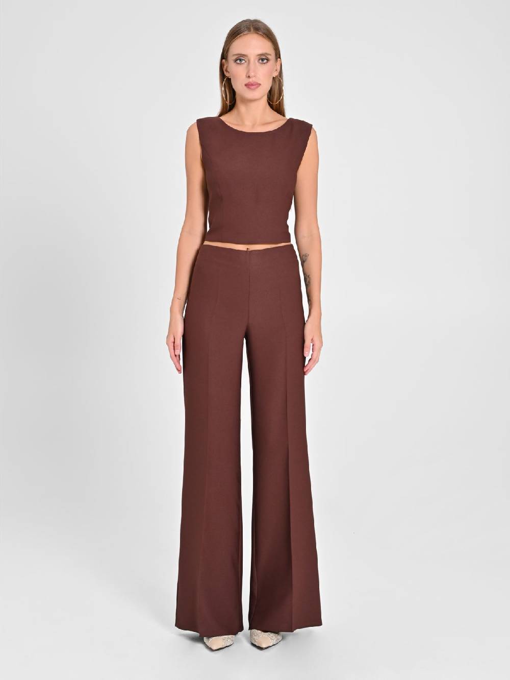 Rinascimento Pantaloni In Envers Satin Marrone