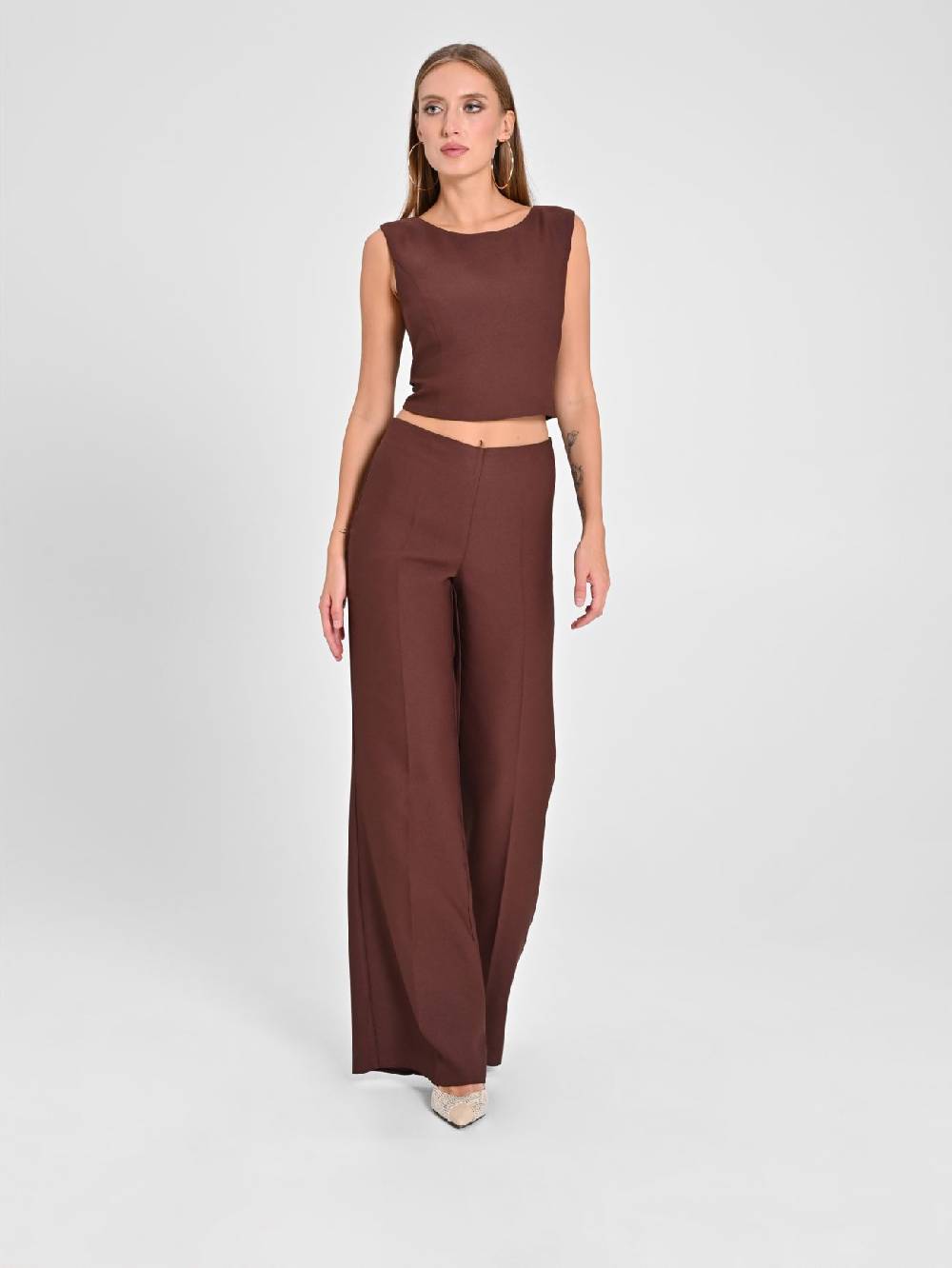 Rinascimento Pantaloni in Envers Satin Marrone