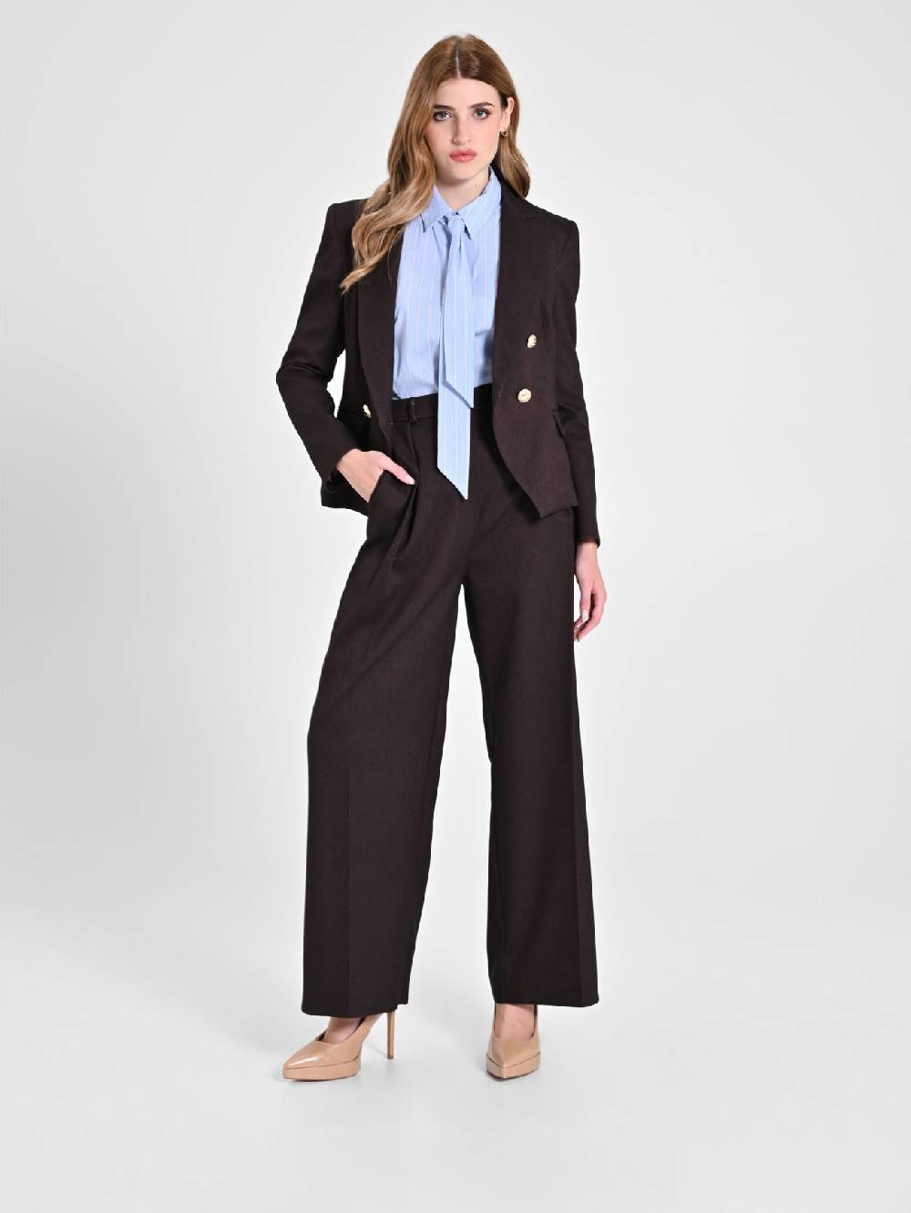 Rinascimento Pantaloni in Poliviscosa Marrone