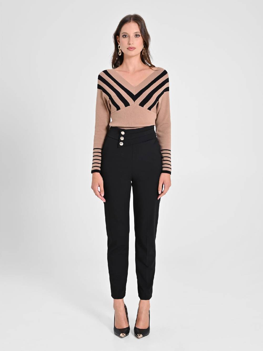 Rinascimento Pantaloni Neri Con Bottoni