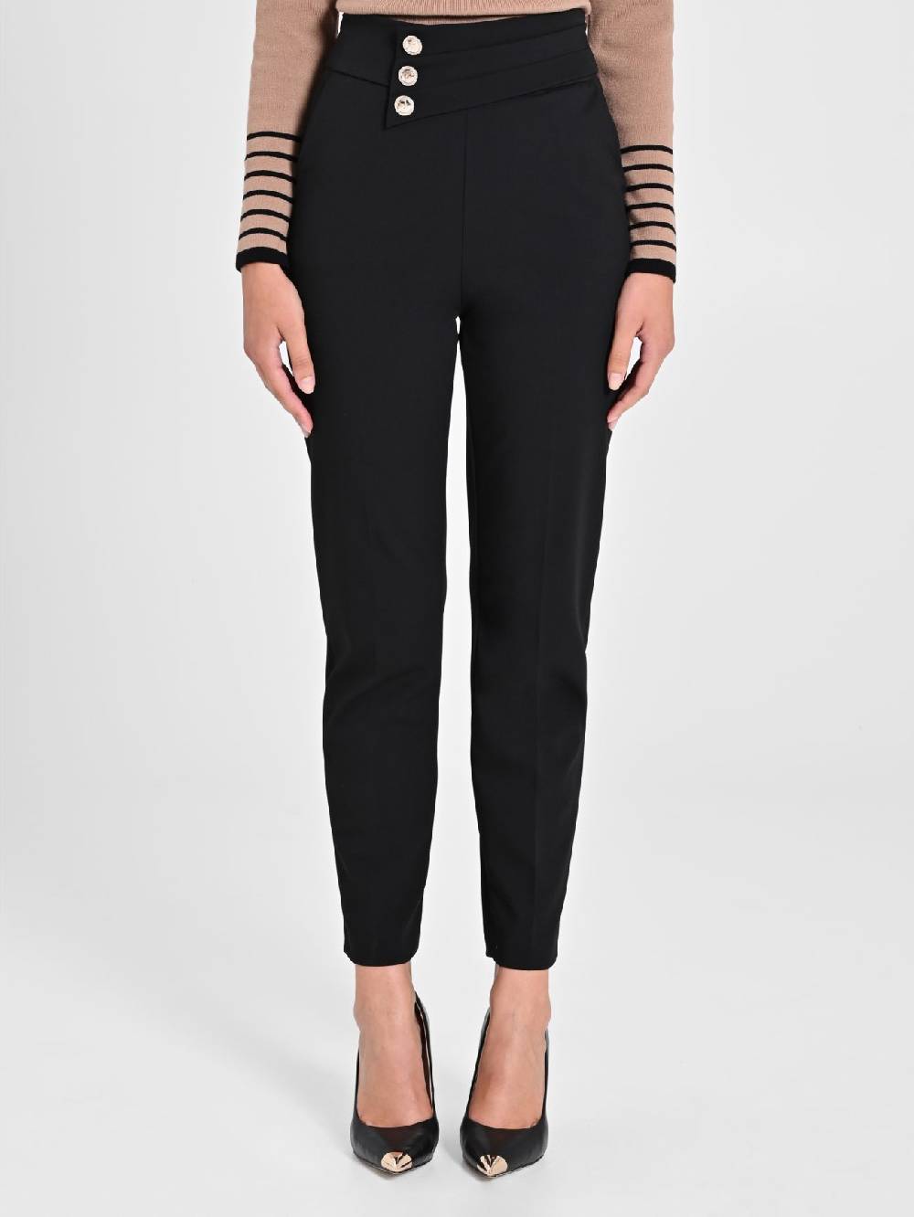 Rinascimento Pantaloni Neri Con Bottoni