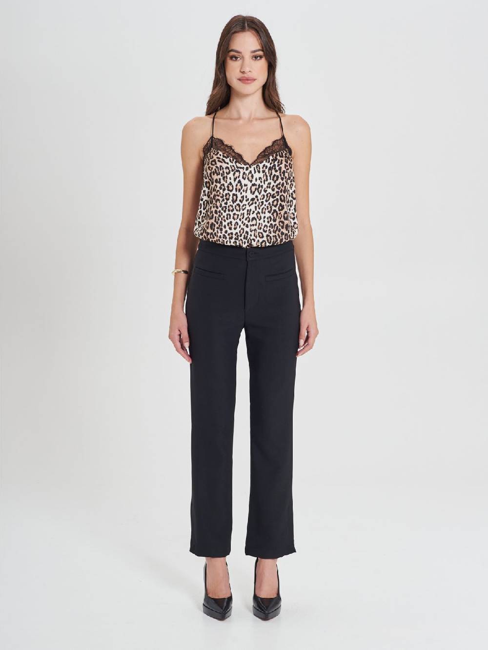 Rinascimento Pantaloni Neri In Cadi Operato