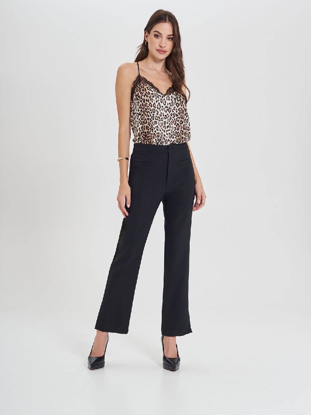 Rinascimento Pantaloni Neri in Cadi Operato