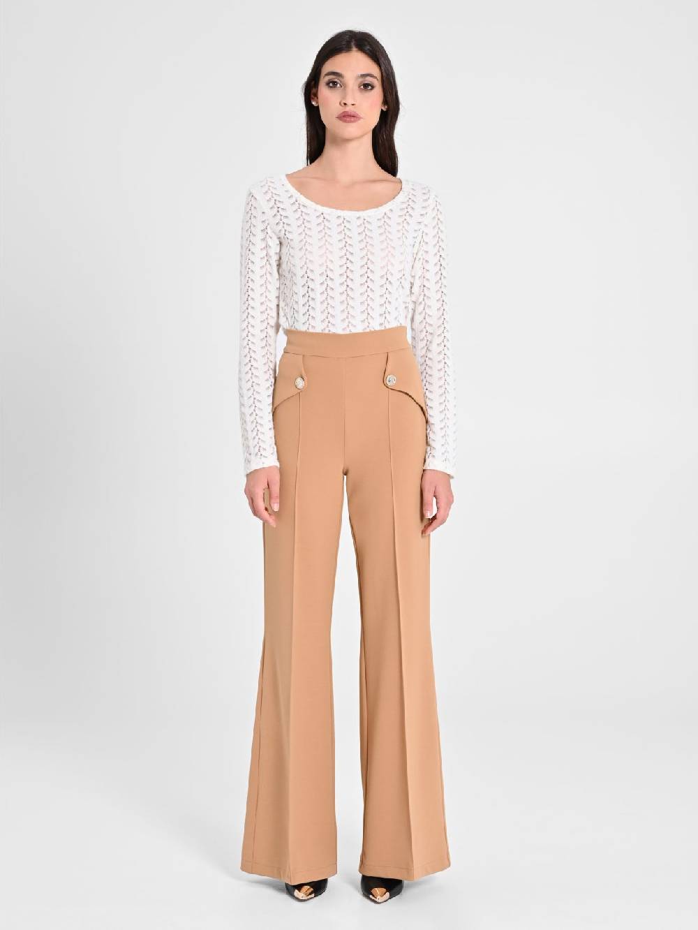 Rinascimento Pantaloni Palazzo Con Bottoni Dorati