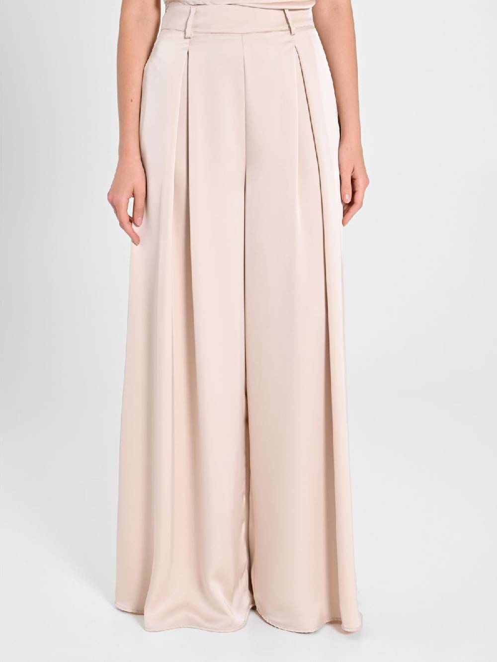 Rinascimento Pantaloni Palazzo In Satin Beige