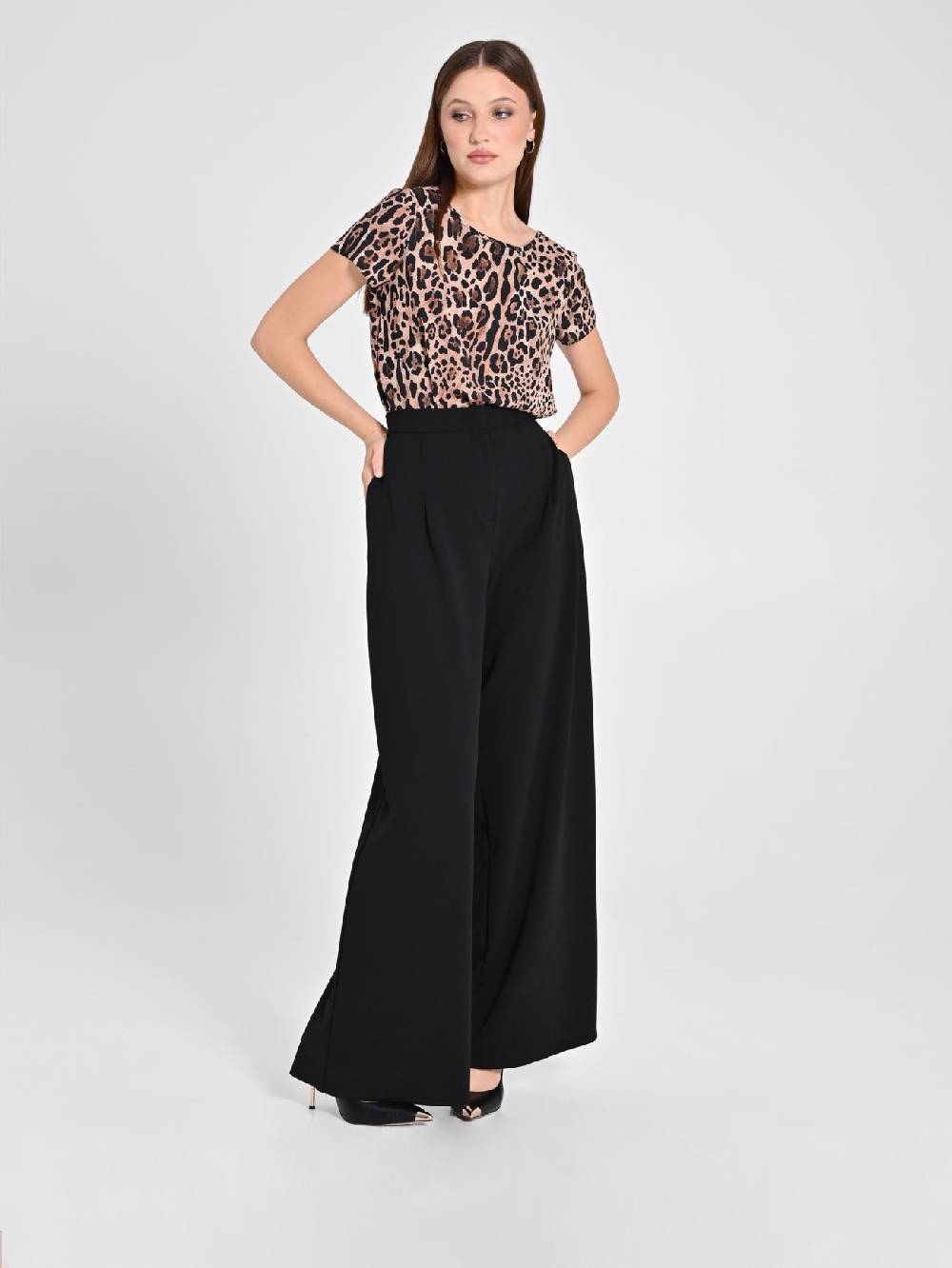 Rinascimento Pantaloni Palazzo in Scuba mano Crepe