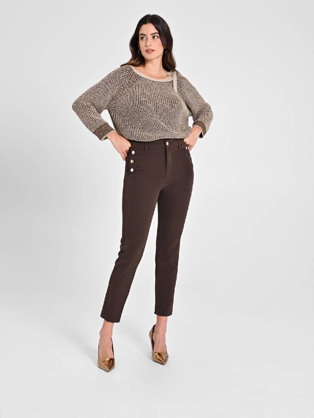 Rinascimento Pantaloni Skinny Marroni