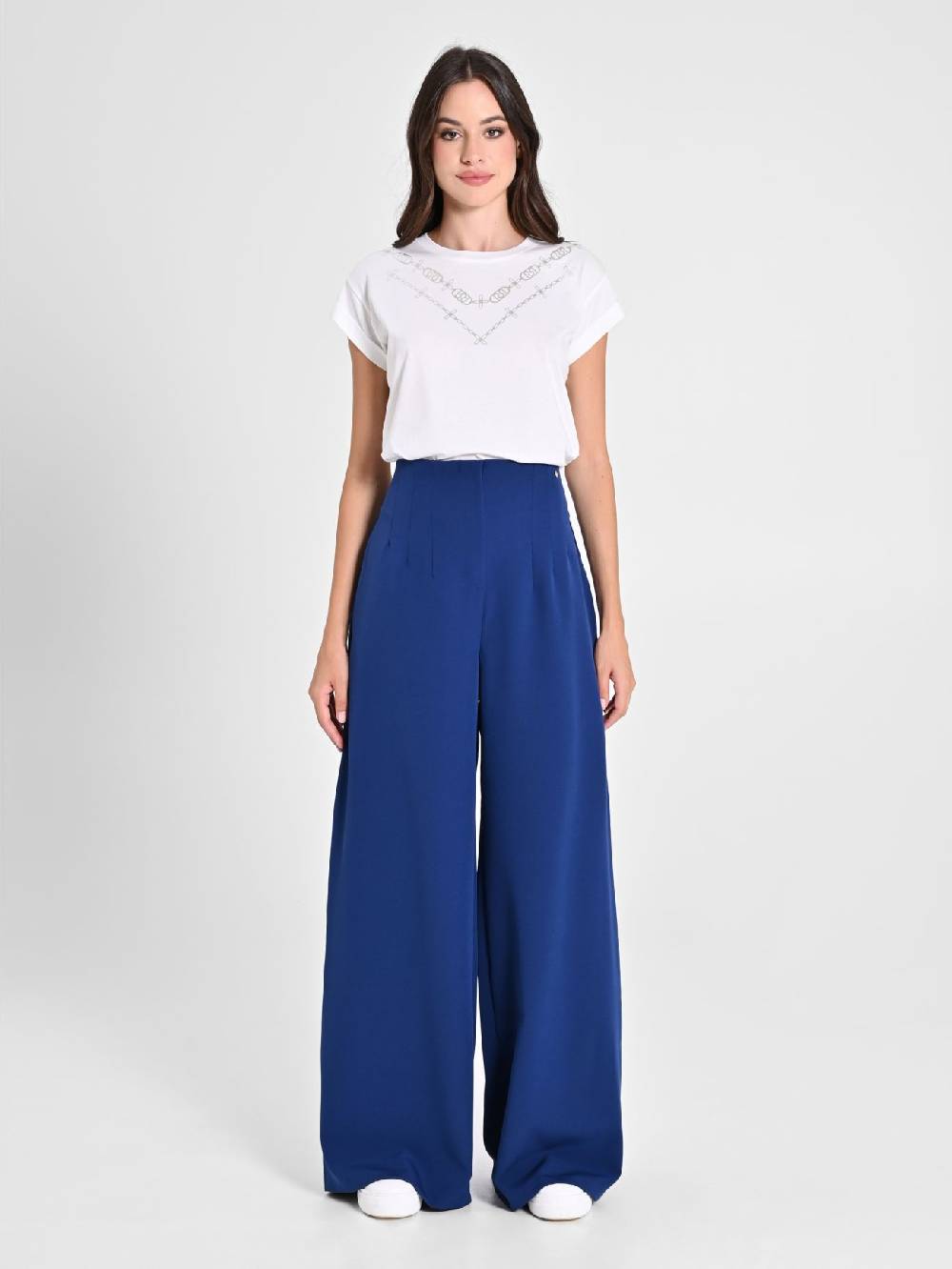 Rinascimento Pantaloni Wide Leg Blu Navy