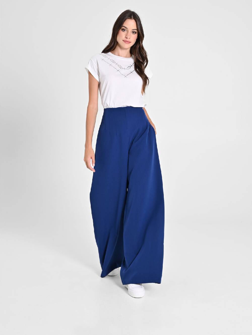 Rinascimento Pantaloni Wide Leg Blu Navy