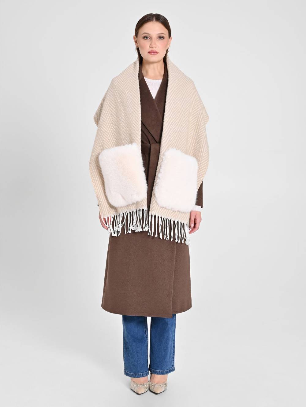 Rinascimento Sciarpa Con Tasca Effetto Pelliccia