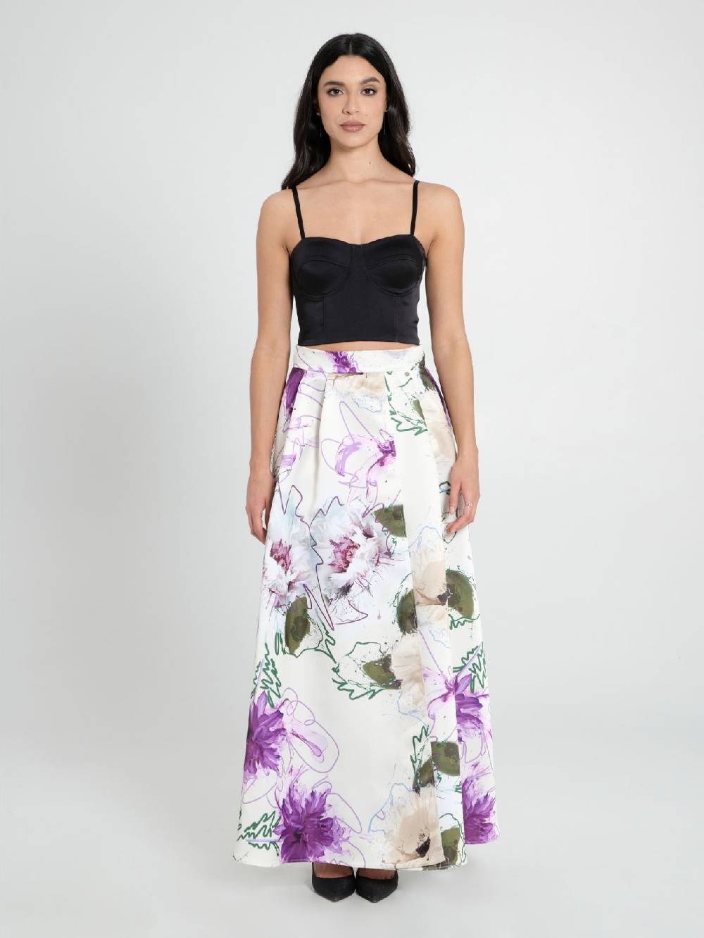 Rinascimento Top Bustier In Raso Strutturato Nero