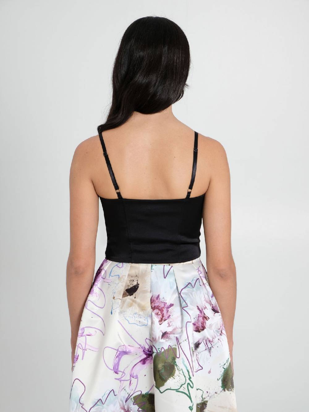 Rinascimento Top Bustier In Raso Strutturato Nero