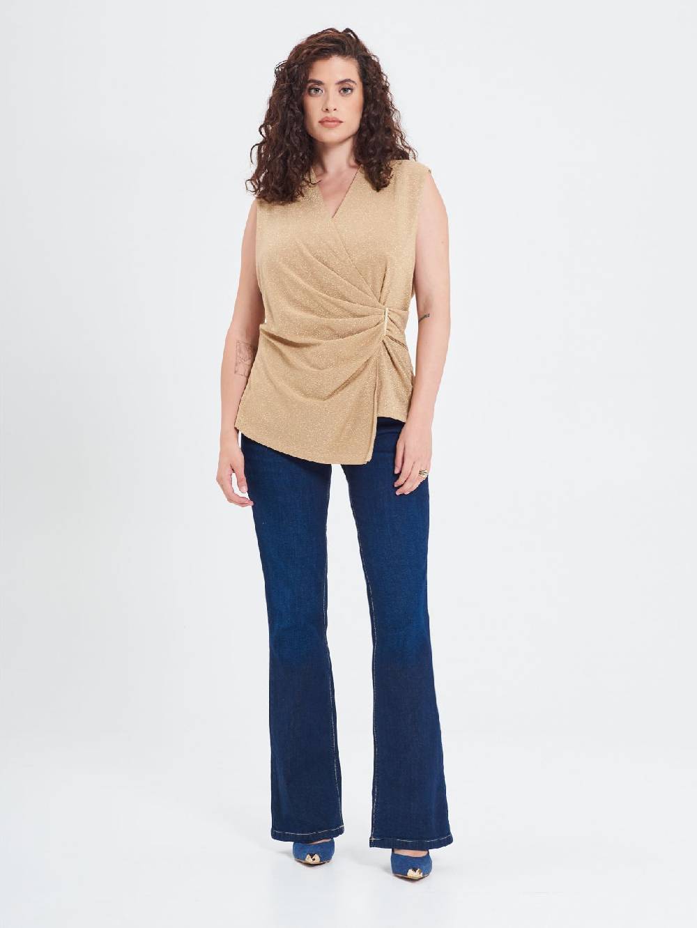 Rinascimento Top Curvy In Lurex Oro