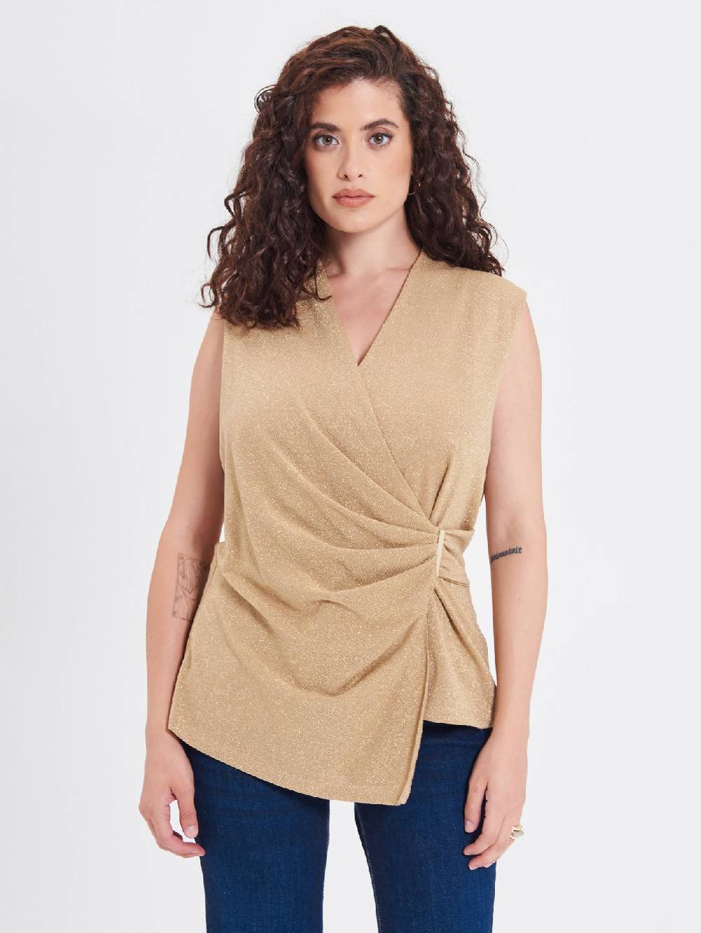 Rinascimento Top Curvy In Lurex Oro