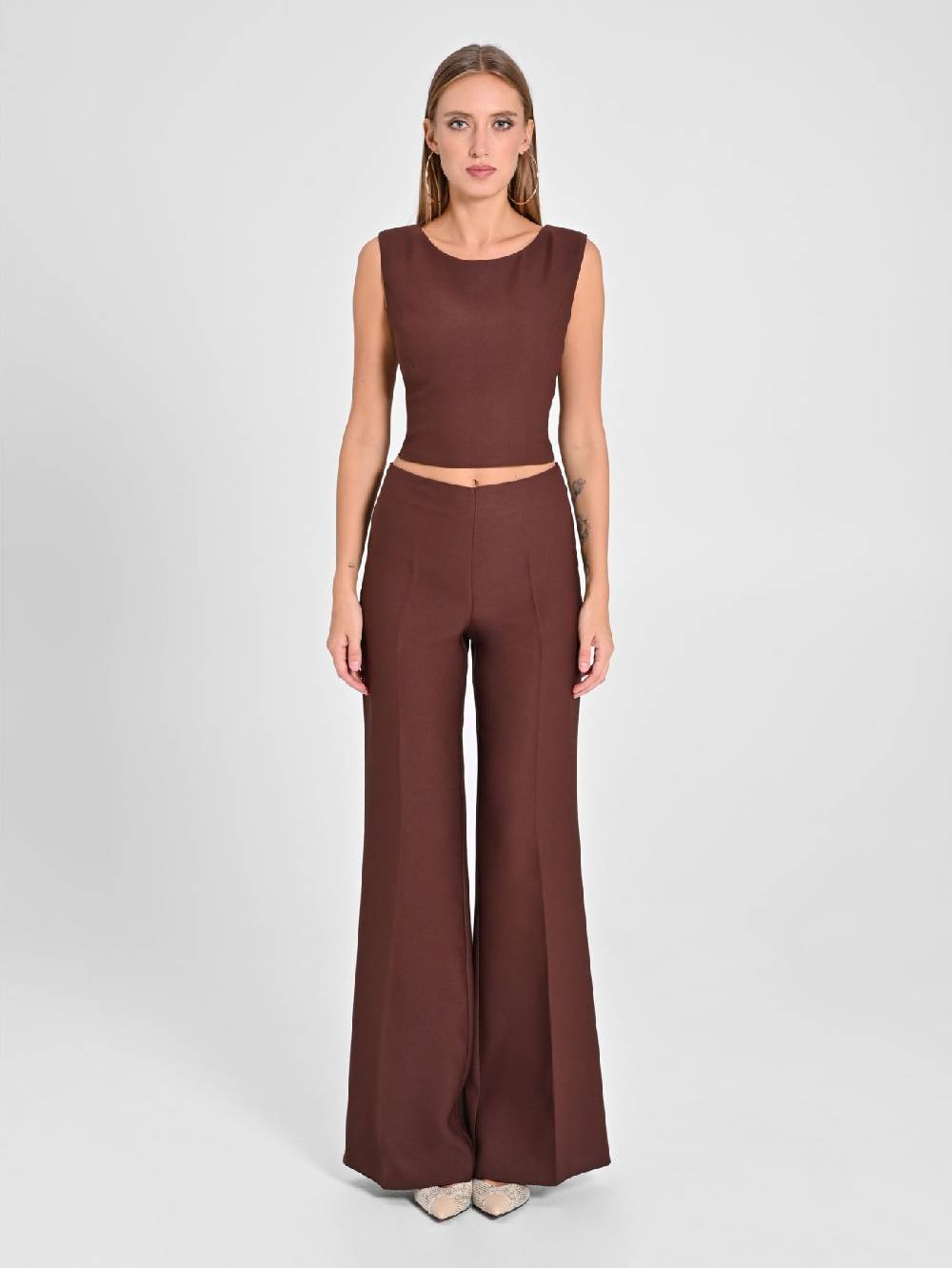 Rinascimento Top In In Envers Satin Marrone