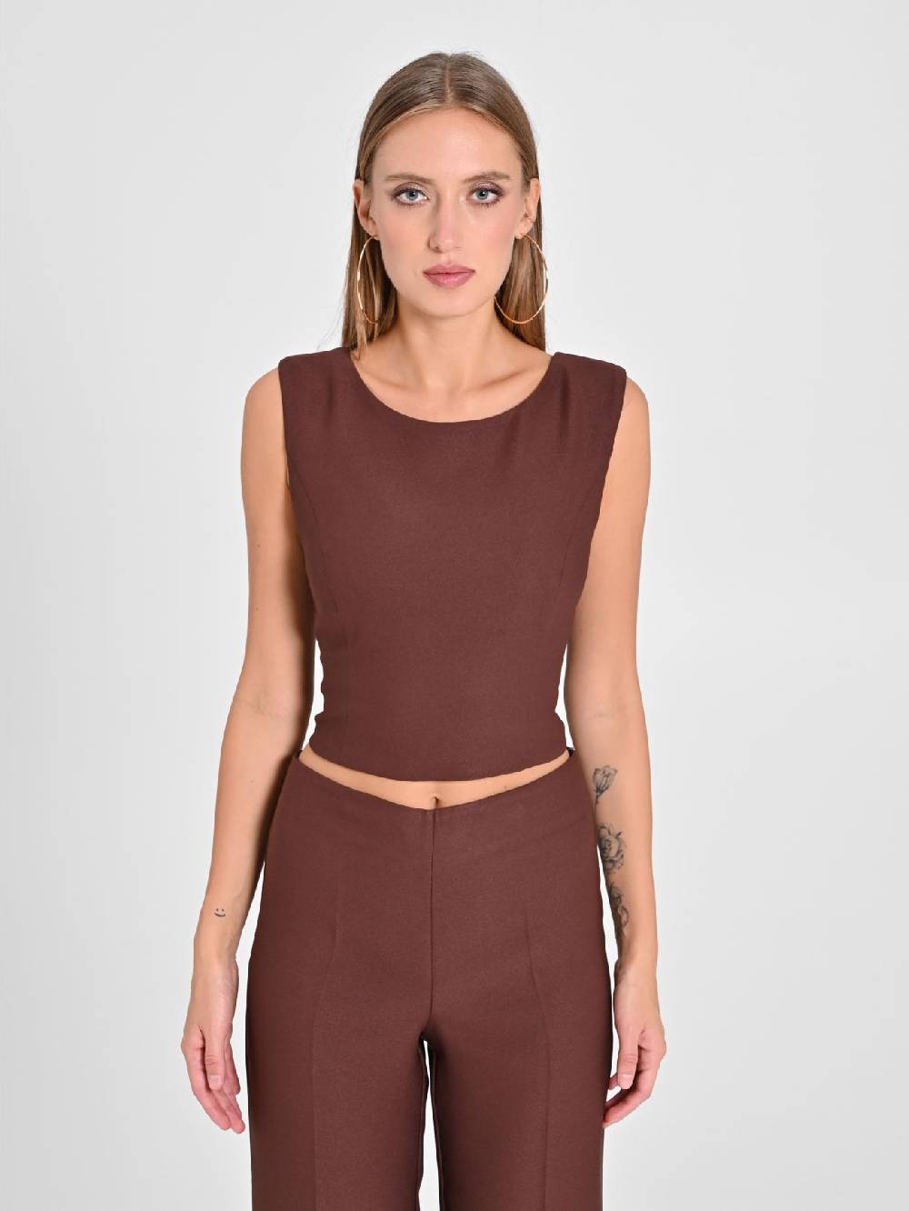 Rinascimento Top In In Envers Satin Marrone