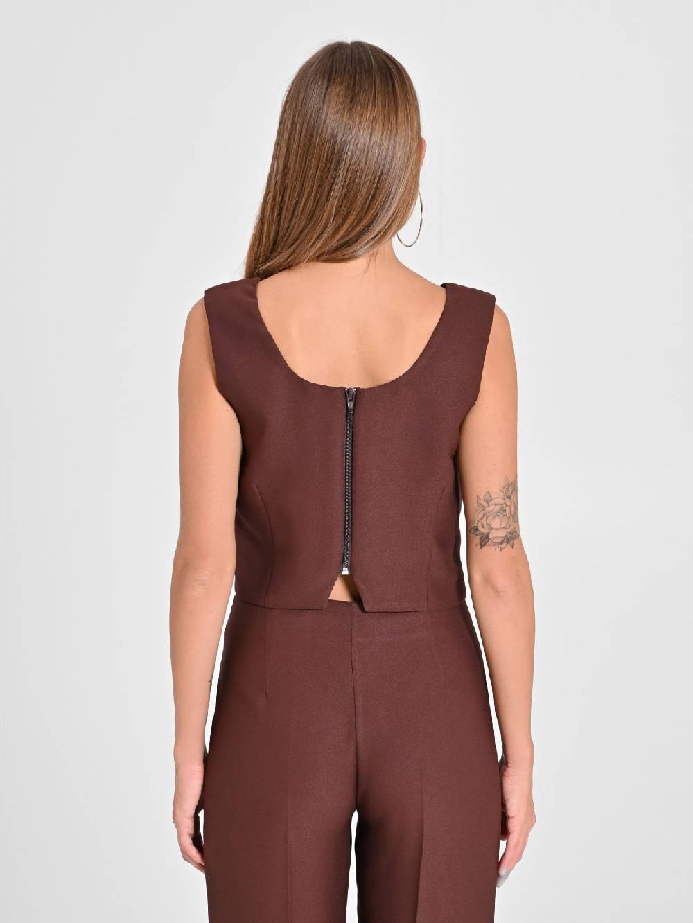 Rinascimento Top In In Envers Satin Marrone