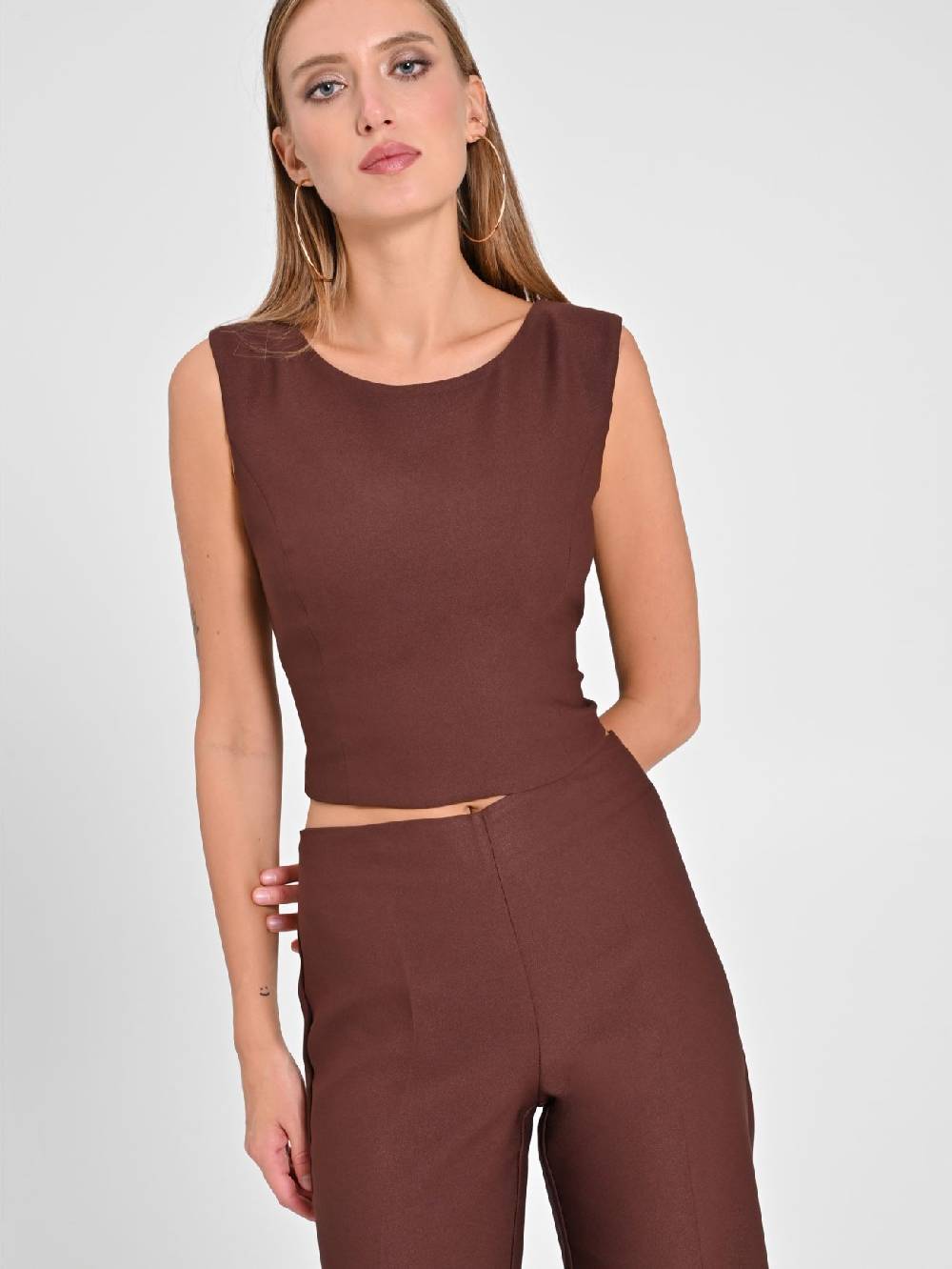 Rinascimento Top in in Envers Satin Marrone