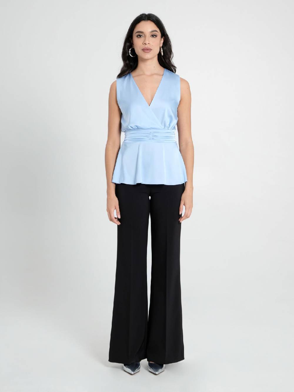 Rinascimento Top In Raso Azzurro