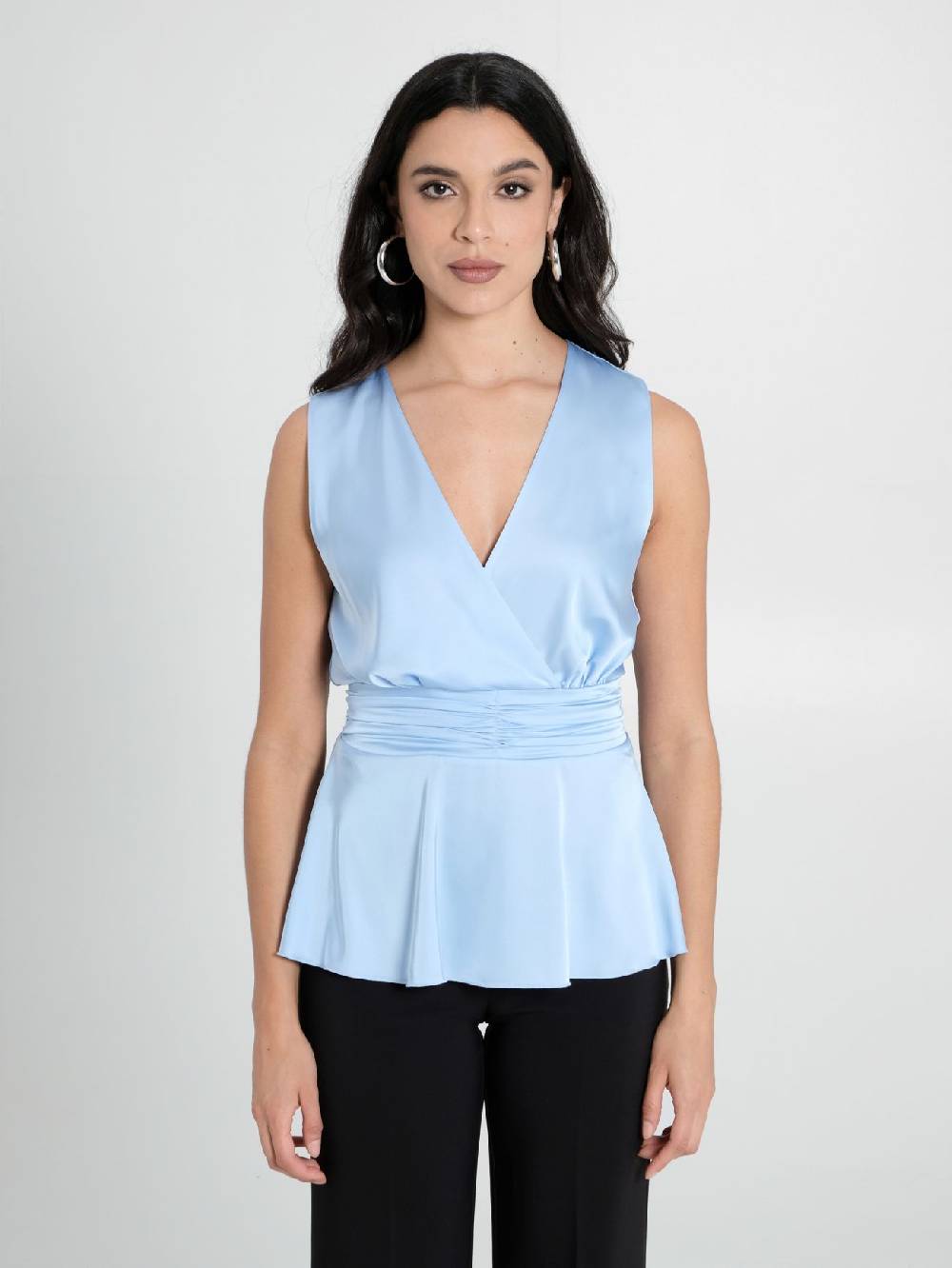 Rinascimento Top In Raso Azzurro