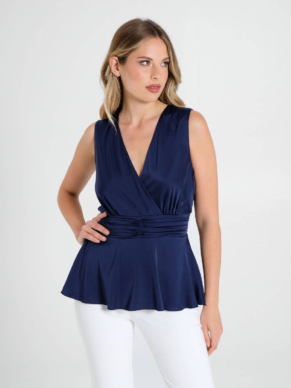 Rinascimento Top in Raso Blu