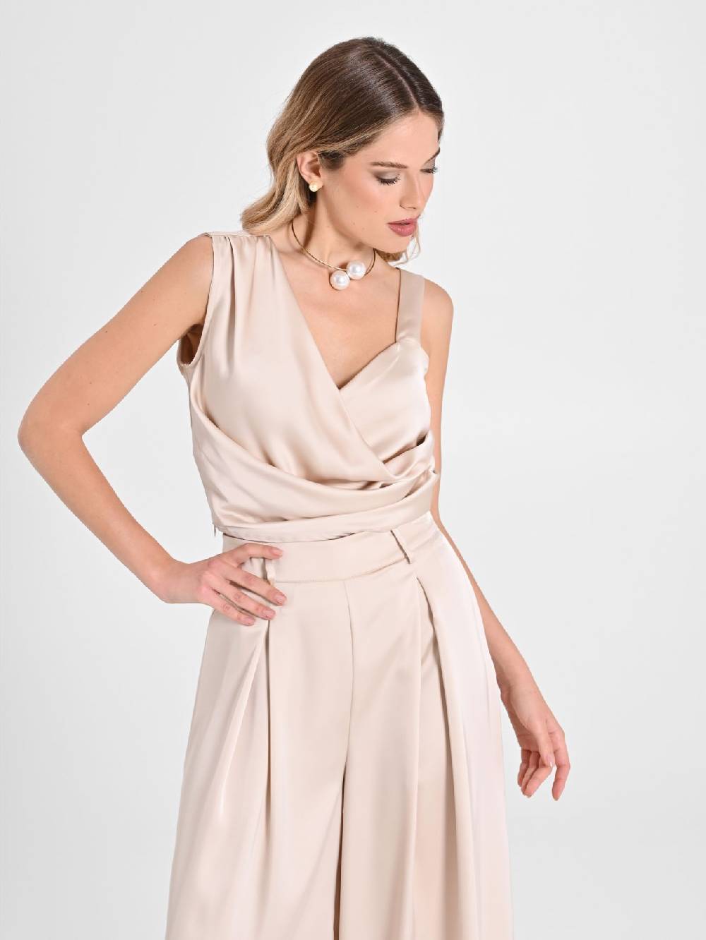 Rinascimento Top in Satin Beige