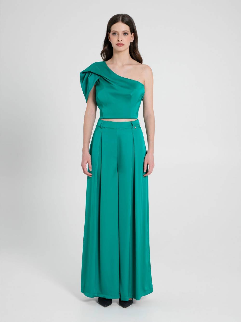 Rinascimento Top Monospalla In Satin Verde