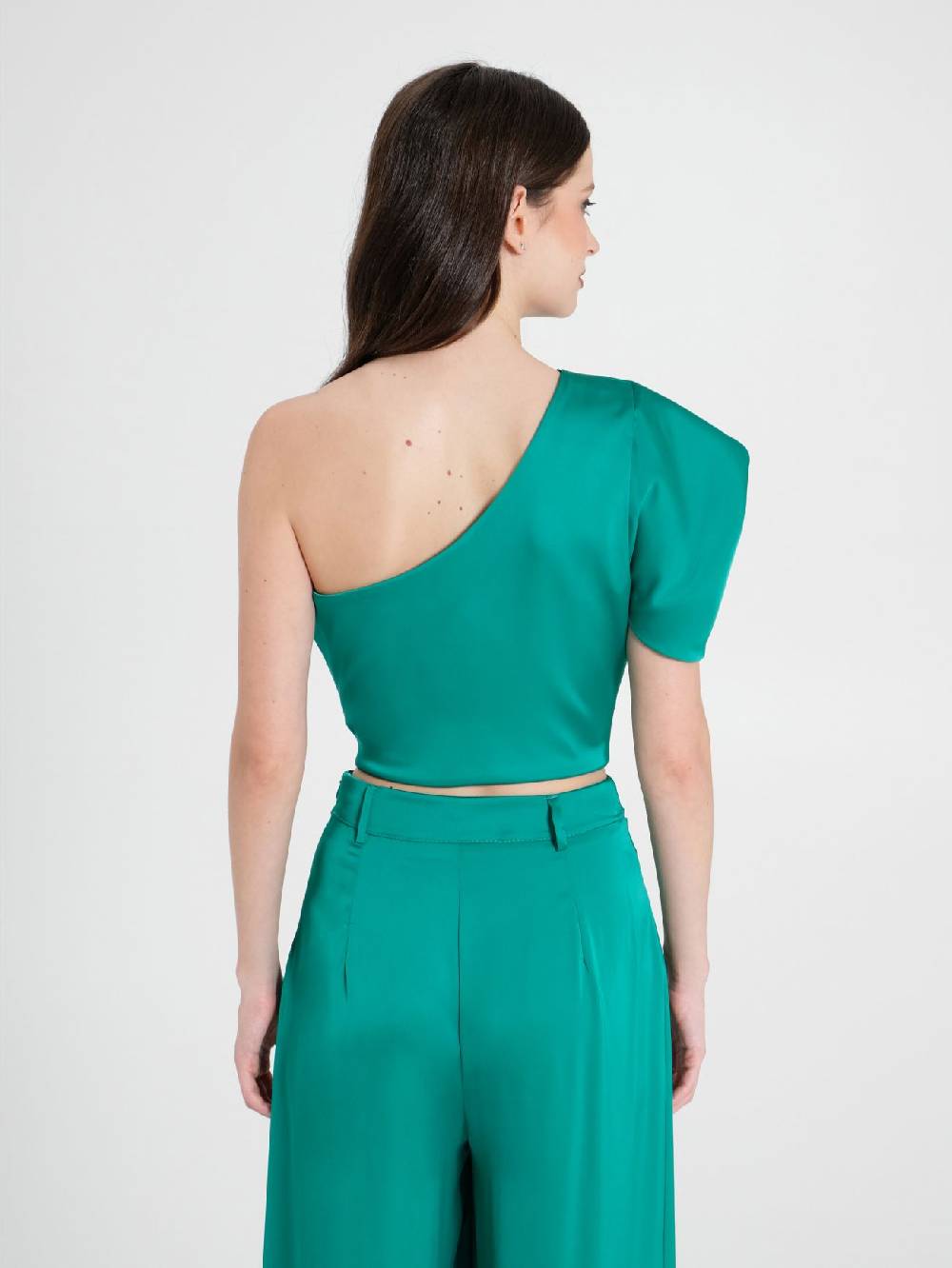 Rinascimento Top Monospalla In Satin Verde