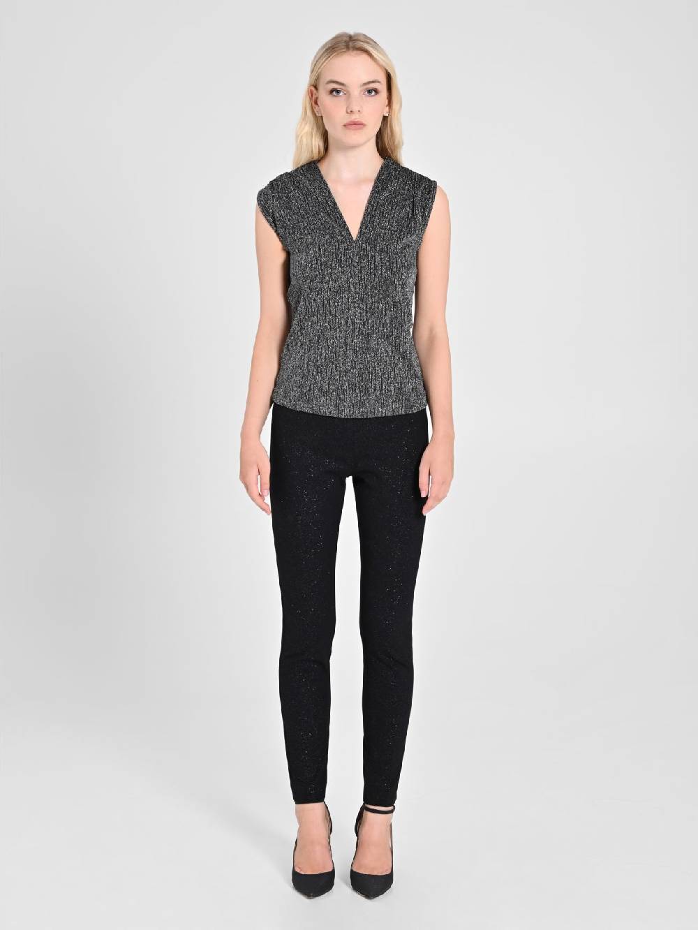 Rinascimento Top Nero & Argento Lurex