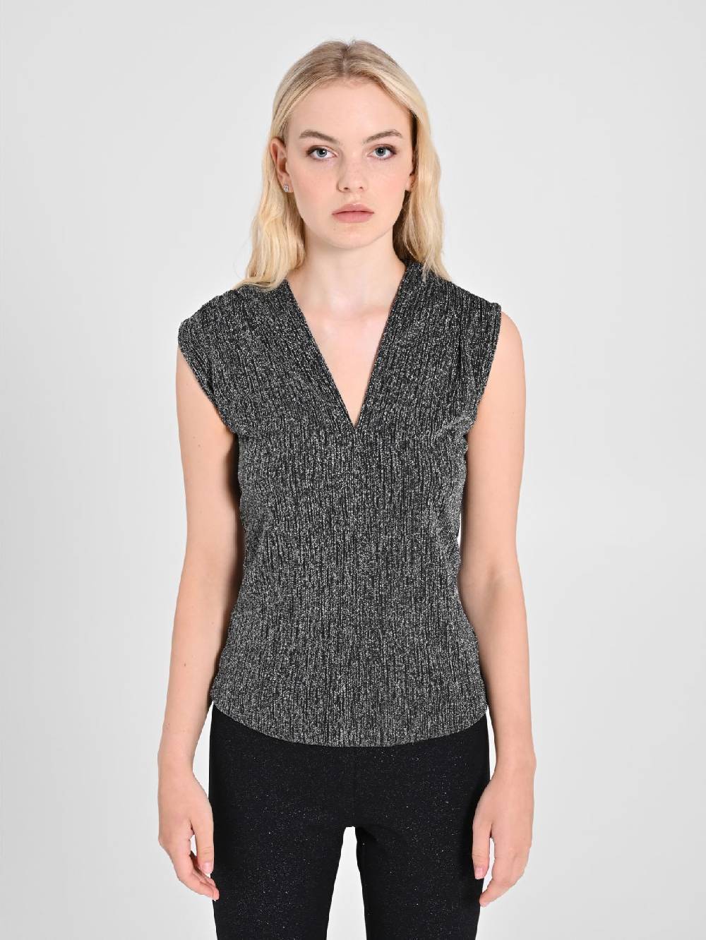 Rinascimento Top Nero & Argento Lurex