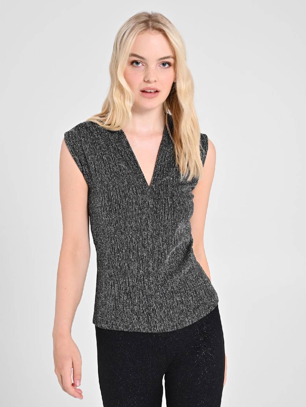 Rinascimento Top Nero & Argento Lurex