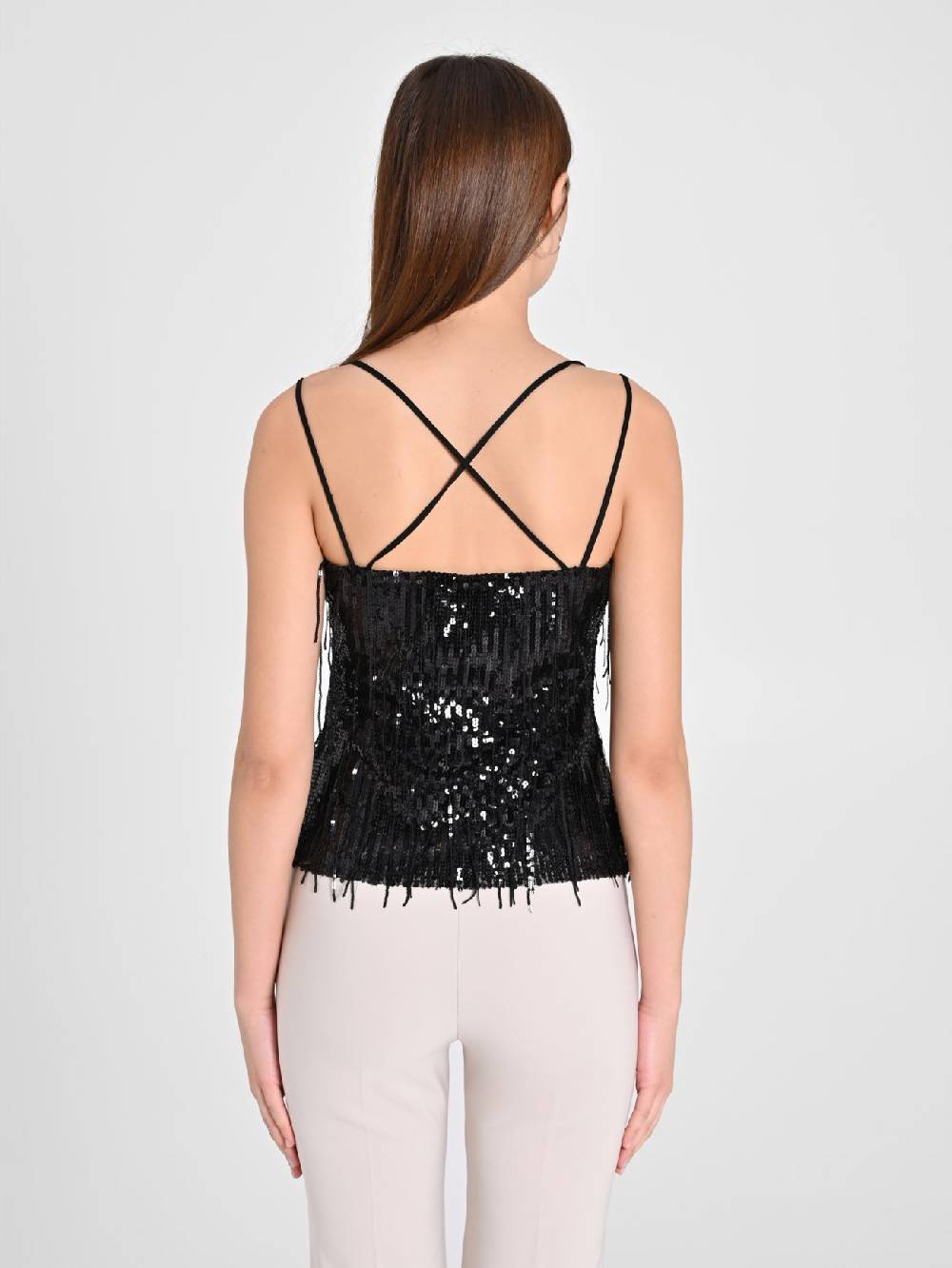 Rinascimento Top Paillettes Frange