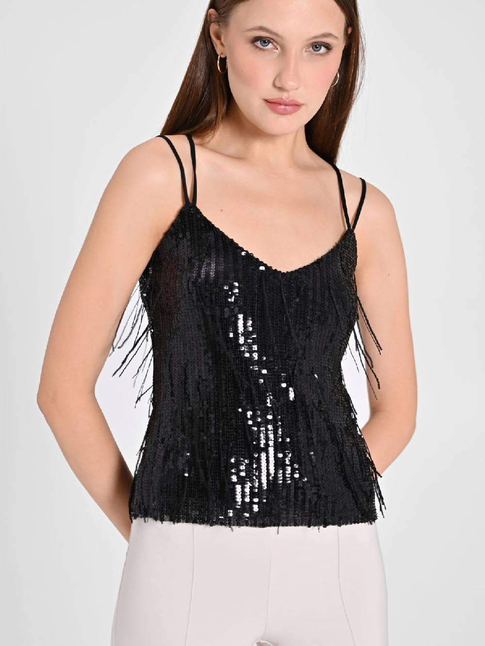 Rinascimento Top Paillettes Frange