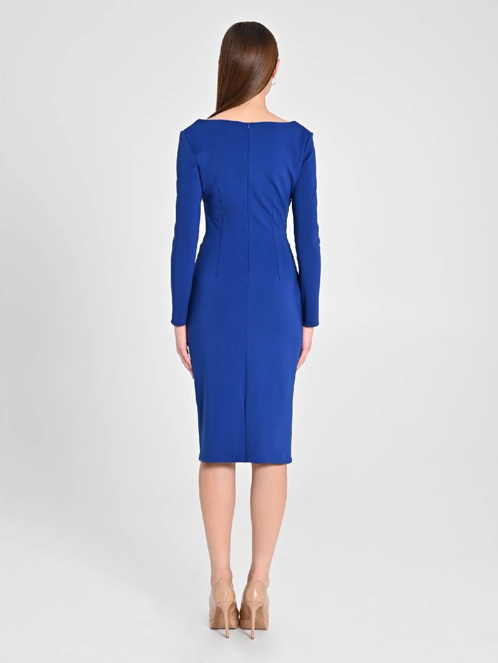 Rinascimento Tubino Blu Con Scollo Squadrato