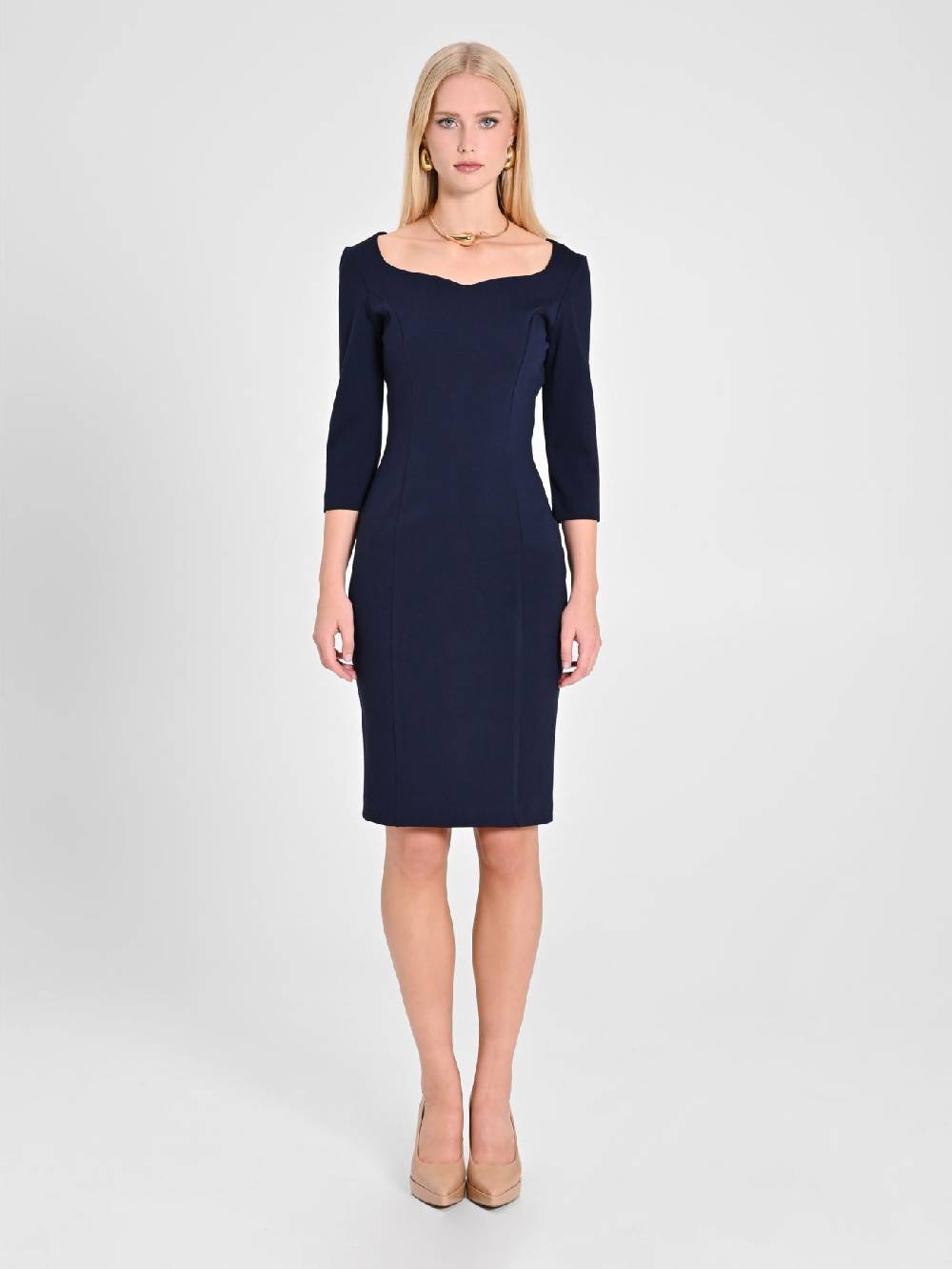 Rinascimento Tubino Blu In Punto Milano