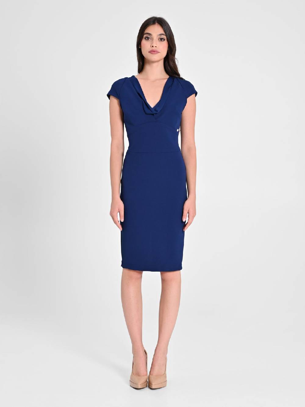 Rinascimento Tubino Con Scollo Drappeggiato