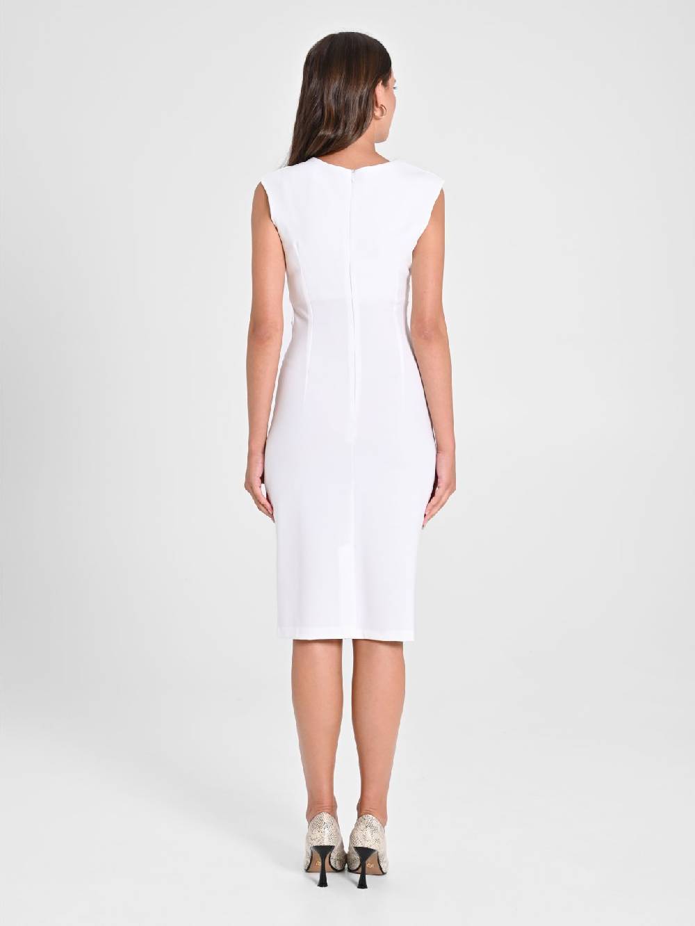 Rinascimento Tubino Drappeggiato Bianco