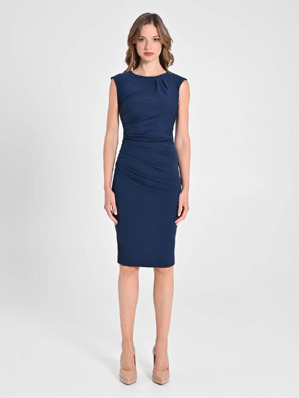 Rinascimento Tubino Drappeggiato Blu