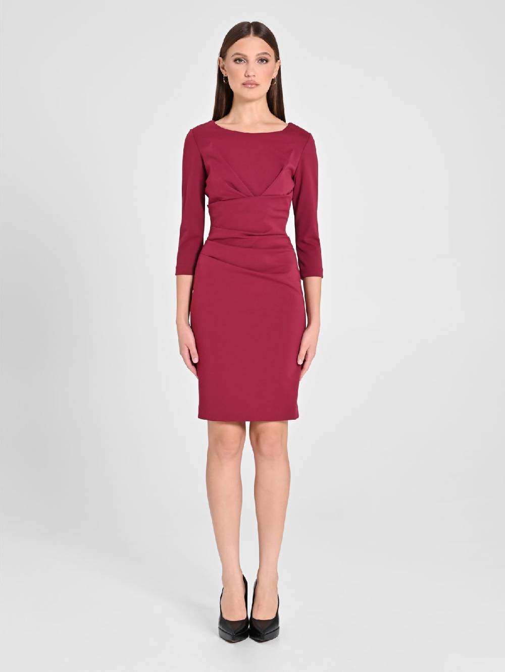 Rinascimento Tubino Drappeggiato Bordeaux