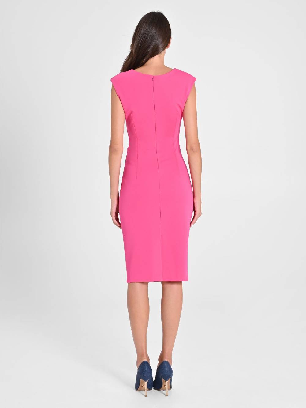 Rinascimento Tubino Drappeggiato Fucsia