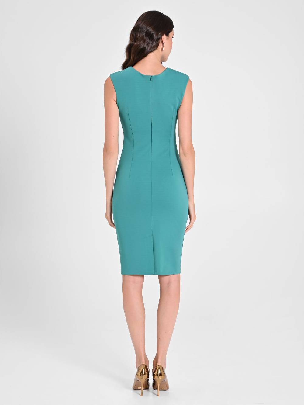 Rinascimento Tubino Drappeggiato Verde Giada