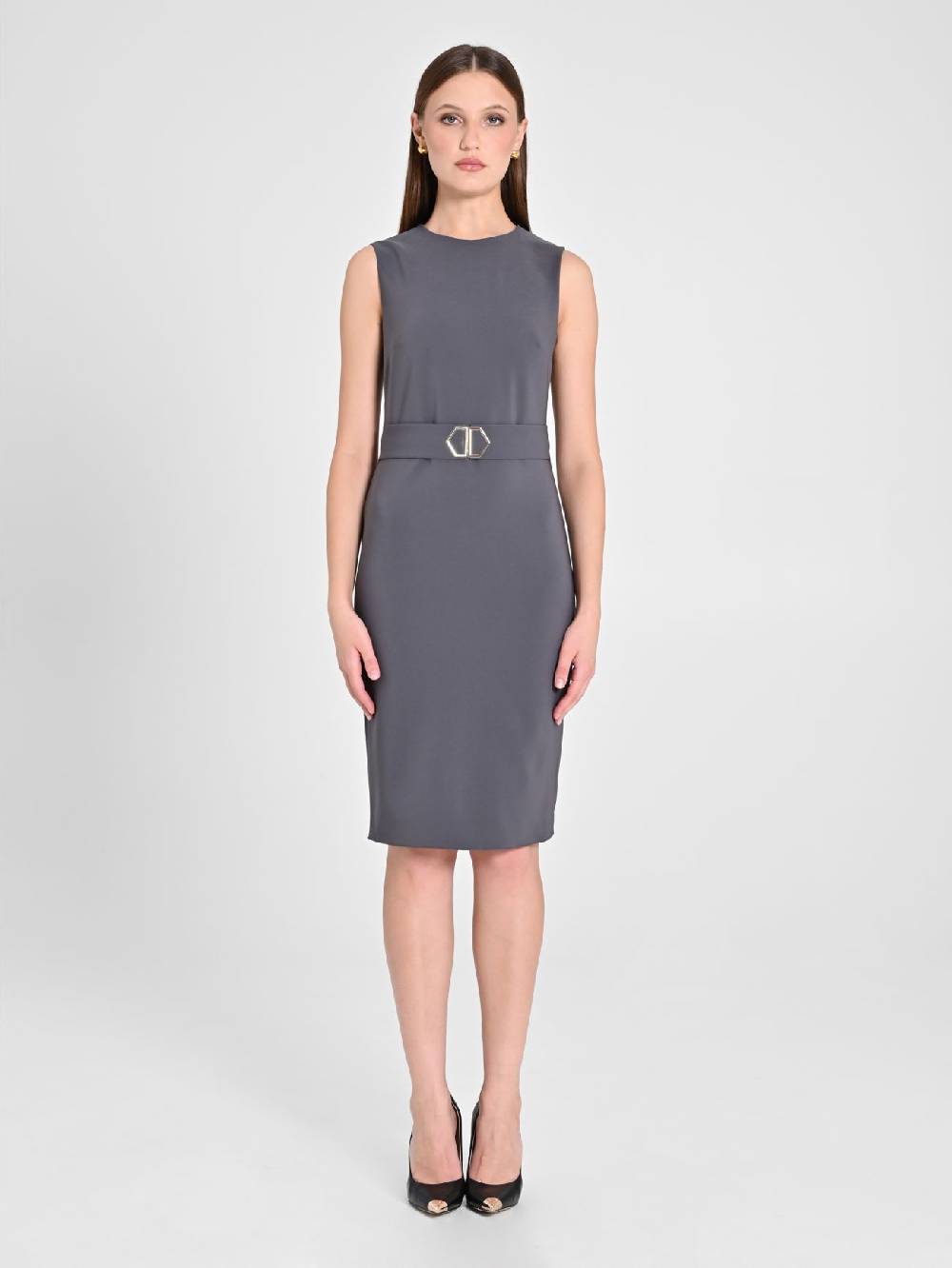 Rinascimento Tubino Grigio Fibbia Geometrica