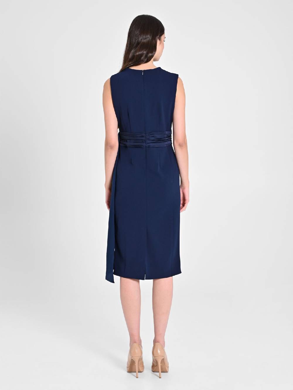 Rinascimento Tubino In Scuba Mano Crepe Blu Donna